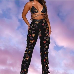 Etsy Black Two Piece Butterfly Mesh Set